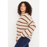 Trendyol Curve Stone Striped Relax Pattern Off Shoulder Knitwear Sweater | Eponuda.ba