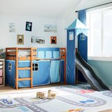 vidaXL Otroški pograd s stolpom moder 90x190 cm trdna borovina Cene