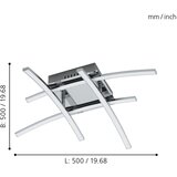Eglo nevado stropna/zidna/4, led, 4x5w, 4x470lm, 3000k, d-500, krom/bijela | shoptok.hr