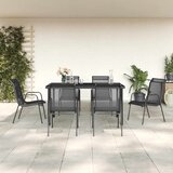  7-dijelni vrtni blagovaonski set crni od čelika i tekstilena Crna Dužina stola 150 cm | shoptok.hr