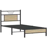 vidaXL Posteljni okvir brez vzmetnice hrast 75x190 cm inženirski les | Shoptok.si