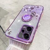 INORCO TPU ovitek za Xiaomi Redmi Note 12 Pro 5G/12 Pro+ 5G Galvaniziran bleščeč gradient Rhinestone Flower ovitek za telefon s stojalom, (22033464) Cene