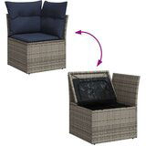  Vrtna garnitura - 7-dijelni set vrtnih sofa od poliratana s jastucima sivi - Siva kutna + 2x Sofa + 3x srednja + stol 1 | shoptok.hr