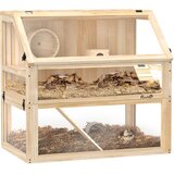 PawHut Lesena kletka za hrčka, 3 nivoji, kletka za glodavce, kletka za male živali s pokrovom, (5000240603) | Shoptok.si