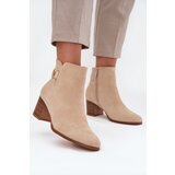 Boto Insulated Women's ankle boots on heel with gold detail beige Renora | shoptok.hr