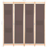 Sobna pregrada s 4 panela od tkanine 160 x 170 x 4 cm smeđa | shoptok.hr