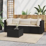  Sedežna garnitura 4-delna z blazinami črn poli ratan | Shoptok.si