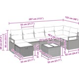  8-dijelna garnitura za vrt s jastučićima svjetlosiva Poly Rattan | shoptok.hr