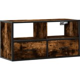 Maison Chic TV omarica - TV stojalo - Televizijska omarica dimljen hrast 80x31x39,5 cm inženirski les in kovina, (21701183) | Shoptok.si