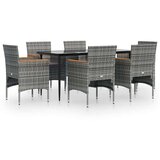  7-dijelni vrtni blagovaonski set s jastucima sivo-crni | shoptok.hr