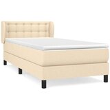 vidaXL Box spring postelja z vzmetnico krem 90x190 cm blago | Shoptok.si