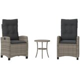  3-dijelni bistro set od poliratana s jastucima sivi | shoptok.hr