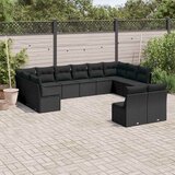  12-dijelni set vrtnih sofa od poliratana s jastucima crni | shoptok.hr
