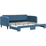  The Living Store Izvlečna dnevna postelja modra 100x200 cm žamet - Izvlečna Dnevna Postelja, (21458032) | Shoptok.si