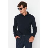 Trendyol Navy Blue Men's Slim Fit Polo Collar Buttoned Smart Knitwear Sweater | shoptok.hr