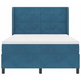 Box spring krevet s LED trakama Plava 160 x 200 cm Baršun - Tamno plava 160 x 200 cm Prošiveno gumbima | shoptok.hr