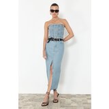 Trendyol Blue Slit Maxi Denim Skirt | shoptok.hr