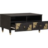 Kava Stol s ladicama Crna 80 x 54 x 40 cm Čvrsto drvo manga | shoptok.hr