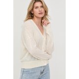 Boss Kardigan s primjesom vune za žene, boja: bež, lagani | shoptok.hr