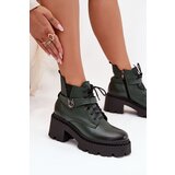 Zazoo Leather Women's Block Heel Boots with Decorative Strap Insulated | shoptok.hr