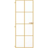 vidaXL Notranja vrata ozka zlata 76x201,5cm kaljeno steklo in aluminij | Shoptok.si