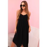 Kesi Włoski Dámské šaty s rozšířenými ramínky s asymetrickým lemem black | Shoptok.si