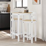 vidaXL Barska garnitura 3-delna bela trdna borovina u