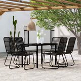 7-dijelni vrtni blagovaonski set crni Crna Dužina stola 140 cm | shoptok.hr