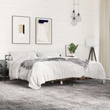 Posteljni okvir dimljeni hrast 180x200 cm inž. les in kovina | Shoptok.si
