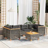 Maison Chic Seti vrtnega pohištva - Vrtna garnitura - Vrtni pohištvo set 7-delna z blazinami siv poli ratan, (21801514) | Shoptok.si