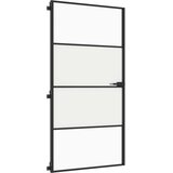 Sobna vrata tanka crna 102,5x201,5 cm kaljeno staklo i aluminij | Eponuda.ba