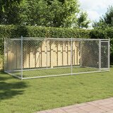 vidaXL pasji boks z vrati siv 4x2x1,5 m pocinkano jeklo | Shoptok.si