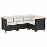 Maison Chic Seti vrtnega pohištva - Vrtna garnitura - Vrtni pohištvo set 4-delna z blazinami črna poli ratan, (21820636) | Shoptok.si