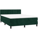 Krevet box spring s madracem LED tamnozeleni 140x200 cm baršun | shoptok.hr