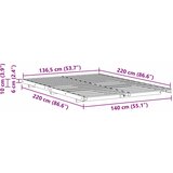  Krevetna konstrukcija Bijelo 140 x 220 cm Čvrsto borovo drvo | shoptok.hr