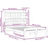  Knjižna postelja brez vzmetnice vošč. rjava 135x190 cm borovina, (21653630) | Shoptok.si