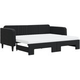  Dnevni krevet na razvlačenje s madracima crni 90x200 cm baršun | shoptok.hr