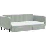 vidaXL Izvlečna dnevna postelja s predali svetlo siva 100x200 cm žamet | Shoptok.si