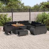 vidaXL 13-delni vrtni kavč set z blazinami črn poli ratan, 3-delni vrtni jedilni set z blazinami črn poli ratan | Shoptok.si