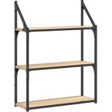  Zidna polica s 3 razine dimljenog hrasta 60x21x78,5 cm drvena | shoptok.hr