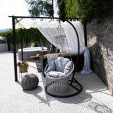 Kondela Viseči gugalni stol z resicami, siv, DELUS | Shoptok.si