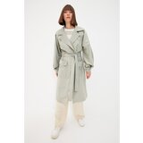 Trendyol Light Khaki Long Oversized Trench Coat with Ruffles and Belt Detail | shoptok.hr
