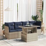 vidaXL Vrtna sedežna garnitura 5-delna z blazinami poli ratan/akacija | Shoptok.si