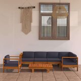 vidaXL Vrtna garnitura s temno sivimi blazinami 7-delna akacijev les | Shoptok.si