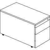 mauser Predalnik s kolesi, V x G 579 x 800 mm, plošča iz umetne mase,1 predal za material, 1 predal za obešalne mape, čista bela / aluminijasto siva / | Shoptok.si