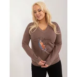 Fashion Hunters Brown blouse with long sleeves plus size