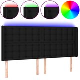  LED uzglavlje crno 203 x 16 x 118/128 cm od tkanine | shoptok.hr