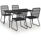  5-dijelni vrtni blagovaonski set od poliratana i stakla Crna Dužina stola 150 cm | shoptok.hr