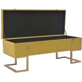  Klop s prostorom za shranjevanje 105 cm žamet v barvi gorčice, (20772331) | Shoptok.si