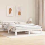 vidaXL posteljna konstrukcija iz borovega lesa Bela Trden les King | Shoptok.si
